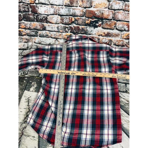 Vintage WearGuard Mens Plaid Flannel Shirt‎ Button Up Red Blue White - Picture 5 of 5